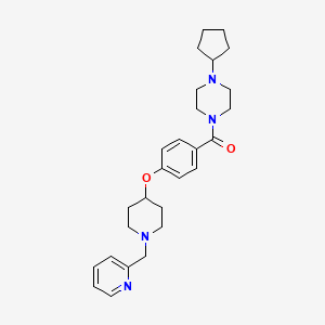 molecular formula C27H36N4O2 B3779682 1-cyclopentyl-4-(4-{[1-(2-pyridinylmethyl)-4-piperidinyl]oxy}benzoyl)piperazine 