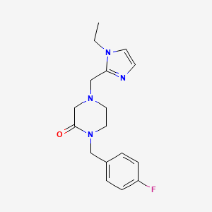 molecular formula C17H21FN4O B3779769 4-[(1-ethyl-1H-imidazol-2-yl)methyl]-1-(4-fluorobenzyl)piperazin-2-one 