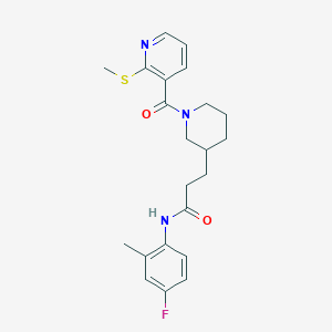 molecular formula C22H26FN3O2S B3779826 N-(4-fluoro-2-methylphenyl)-3-(1-{[2-(methylthio)-3-pyridinyl]carbonyl}-3-piperidinyl)propanamide 