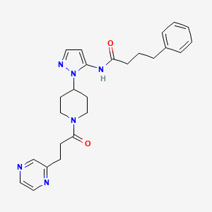 4-phenyl-N-(1-{1-[3-(2-pyrazinyl)propanoyl]-4-piperidinyl}-1H-pyrazol-5-yl)butanamide