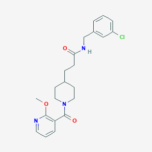 molecular formula C22H26ClN3O3 B3779835 N-(3-chlorobenzyl)-3-{1-[(2-methoxy-3-pyridinyl)carbonyl]-4-piperidinyl}propanamide 