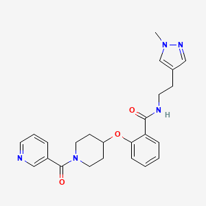 molecular formula C24H27N5O3 B3779853 N-[2-(1-methyl-1H-pyrazol-4-yl)ethyl]-2-{[1-(3-pyridinylcarbonyl)-4-piperidinyl]oxy}benzamide 