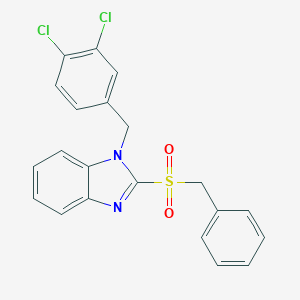 molecular formula C21H16Cl2N2O2S B377987 2-(benzylsulfonyl)-1-(3,4-dichlorobenzyl)-1H-benzimidazole 