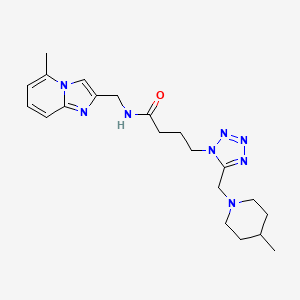 molecular formula C21H30N8O B3779876 N-[(5-methylimidazo[1,2-a]pyridin-2-yl)methyl]-4-{5-[(4-methyl-1-piperidinyl)methyl]-1H-tetrazol-1-yl}butanamide 