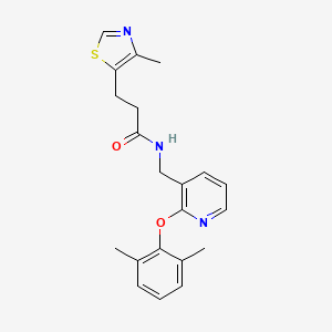 molecular formula C21H23N3O2S B3779920 N-{[2-(2,6-dimethylphenoxy)-3-pyridinyl]methyl}-3-(4-methyl-1,3-thiazol-5-yl)propanamide 