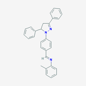 molecular formula C29H25N3 B377993 1-[4-(3,5-diphenyl-3,4-dihydropyrazol-2-yl)phenyl]-N-(2-methylphenyl)methanimine CAS No. 342391-59-7