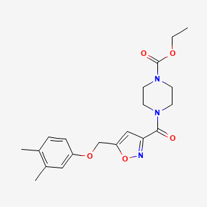 molecular formula C20H25N3O5 B3779943 ethyl 4-({5-[(3,4-dimethylphenoxy)methyl]-3-isoxazolyl}carbonyl)-1-piperazinecarboxylate 