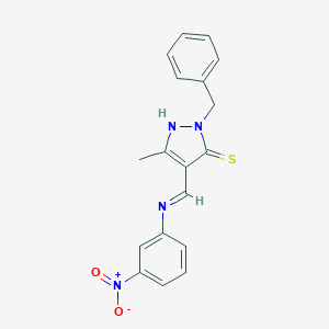 2-benzyl-4-({3-nitroanilino}methylene)-5-methyl-2,4-dihydro-3H-pyrazole-3-thione