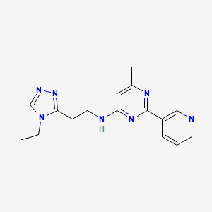 molecular formula C16H19N7 B3780009 N-[2-(4-ethyl-1,2,4-triazol-3-yl)ethyl]-6-methyl-2-pyridin-3-ylpyrimidin-4-amine 