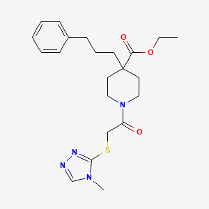 ethyl 1-{[(4-methyl-4H-1,2,4-triazol-3-yl)thio]acetyl}-4-(3-phenylpropyl)-4-piperidinecarboxylate