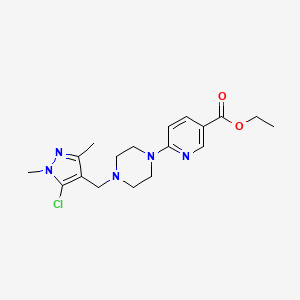 molecular formula C18H24ClN5O2 B3780079 ethyl 6-{4-[(5-chloro-1,3-dimethyl-1H-pyrazol-4-yl)methyl]piperazin-1-yl}nicotinate 