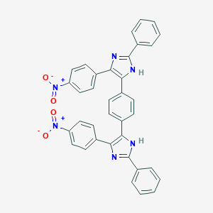 molecular formula C36H24N6O4 B378008 4-{4-nitrophenyl}-5-[4-(4-{4-nitrophenyl}-2-phenyl-1H-imidazol-5-yl)phenyl]-2-phenyl-1H-imidazole 