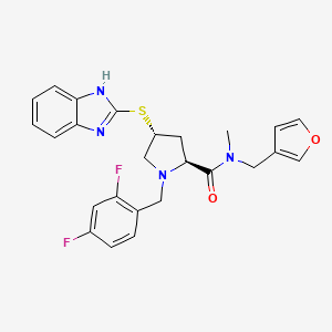 (2S,4R)-4-(1H-benzimidazol-2-ylsulfanyl)-1-[(2,4-difluorophenyl)methyl]-N-(furan-3-ylmethyl)-N-methylpyrrolidine-2-carboxamide