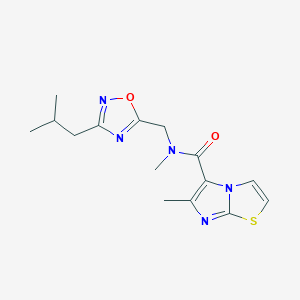 molecular formula C15H19N5O2S B3780110 N-[(3-isobutyl-1,2,4-oxadiazol-5-yl)methyl]-N,6-dimethylimidazo[2,1-b][1,3]thiazole-5-carboxamide 