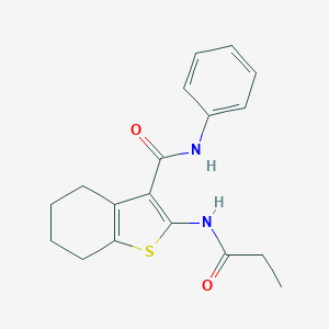 molecular formula C18H20N2O2S B378014 N-phenyl-2-(propanoylamino)-4,5,6,7-tetrahydro-1-benzothiophene-3-carboxamide CAS No. 312946-57-9