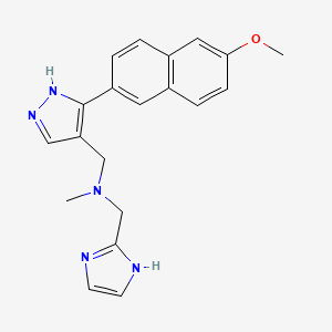 molecular formula C20H21N5O B3780160 N-(1H-imidazol-2-ylmethyl)-1-[5-(6-methoxynaphthalen-2-yl)-1H-pyrazol-4-yl]-N-methylmethanamine 