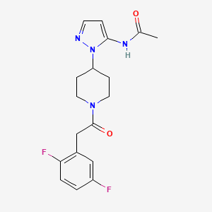 molecular formula C18H20F2N4O2 B3780167 N-(1-{1-[2-(2,5-difluorophenyl)acetyl]-4-piperidinyl}-1H-pyrazol-5-yl)acetamide 