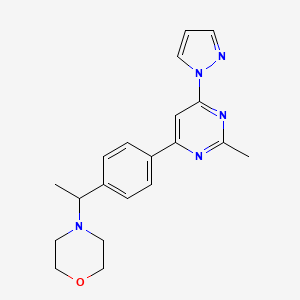 molecular formula C20H23N5O B3780199 4-(1-{4-[2-methyl-6-(1H-pyrazol-1-yl)pyrimidin-4-yl]phenyl}ethyl)morpholine 