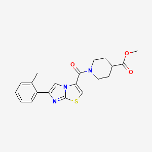 molecular formula C20H21N3O3S B3780225 methyl 1-{[6-(2-methylphenyl)imidazo[2,1-b][1,3]thiazol-3-yl]carbonyl}-4-piperidinecarboxylate 