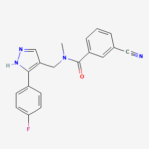 3-cyano-N-[[5-(4-fluorophenyl)-1H-pyrazol-4-yl]methyl]-N-methylbenzamide