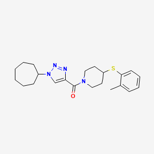 molecular formula C22H30N4OS B3780242 1-[(1-cycloheptyl-1H-1,2,3-triazol-4-yl)carbonyl]-4-[(2-methylphenyl)thio]piperidine 