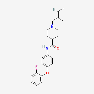 molecular formula C23H27FN2O2 B3780293 N-[4-(2-fluorophenoxy)phenyl]-1-[(E)-2-methylbut-2-enyl]piperidine-4-carboxamide 