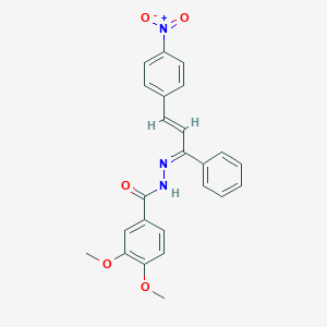molecular formula C24H21N3O5 B378031 N'-(3-{4-nitrophenyl}-1-phenyl-2-propenylidene)-3,4-dimethoxybenzohydrazide 