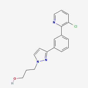 molecular formula C17H16ClN3O B3780353 3-[3-[3-(3-Chloropyridin-2-yl)phenyl]pyrazol-1-yl]propan-1-ol 