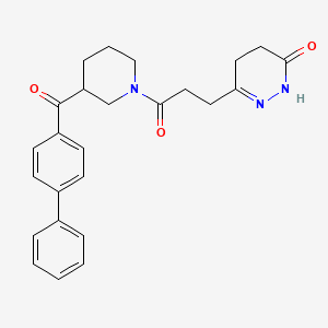 molecular formula C25H27N3O3 B3780371 6-{3-[3-(4-biphenylylcarbonyl)-1-piperidinyl]-3-oxopropyl}-4,5-dihydro-3(2H)-pyridazinone 