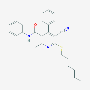 5-cyano-6-(hexylsulfanyl)-2-methyl-N,4-diphenylnicotinamide