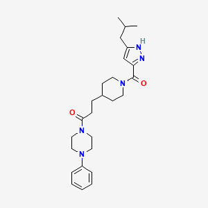 3-[1-[5-(2-methylpropyl)-1H-pyrazole-3-carbonyl]piperidin-4-yl]-1-(4-phenylpiperazin-1-yl)propan-1-one