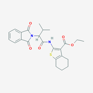 molecular formula C24H26N2O5S B378044 ethyl 2-{[2-(1,3-dioxo-1,3-dihydro-2H-isoindol-2-yl)-3-methylbutanoyl]amino}-4,5,6,7-tetrahydro-1-benzothiophene-3-carboxylate 