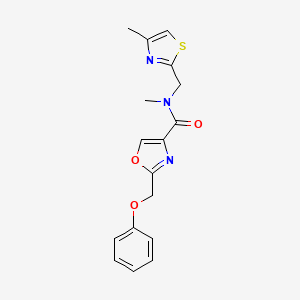 molecular formula C17H17N3O3S B3780467 N-methyl-N-[(4-methyl-1,3-thiazol-2-yl)methyl]-2-(phenoxymethyl)-1,3-oxazole-4-carboxamide 