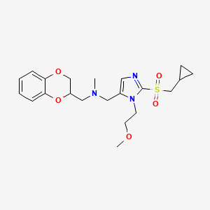 molecular formula C21H29N3O5S B3780509 1-[2-[(cyclopropylmethyl)sulfonyl]-1-(2-methoxyethyl)-1H-imidazol-5-yl]-N-(2,3-dihydro-1,4-benzodioxin-2-ylmethyl)-N-methylmethanamine 