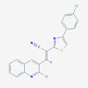 molecular formula C21H11Cl2N3S B378052 2-[4-(4-Chlorophenyl)-1,3-thiazol-2-yl]-3-(2-chloro-3-quinolinyl)acrylonitrile 