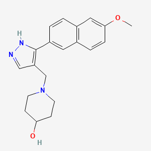 molecular formula C20H23N3O2 B3780538 1-{[3-(6-methoxy-2-naphthyl)-1H-pyrazol-4-yl]methyl}-4-piperidinol 