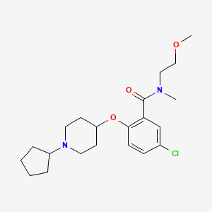 molecular formula C21H31ClN2O3 B3780551 5-chloro-2-[(1-cyclopentyl-4-piperidinyl)oxy]-N-(2-methoxyethyl)-N-methylbenzamide 