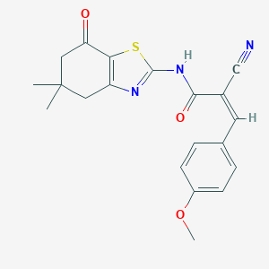 2-cyano-N-(5,5-dimethyl-7-oxo-4,5,6,7-tetrahydro-1,3-benzothiazol-2-yl)-3-(4-methoxyphenyl)acrylamide