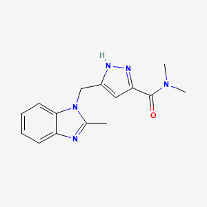 molecular formula C15H17N5O B3780676 N,N-dimethyl-5-[(2-methylbenzimidazol-1-yl)methyl]-1H-pyrazole-3-carboxamide 