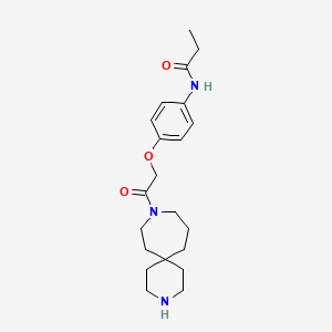 molecular formula C21H31N3O3 B3780697 N-{4-[2-(3,9-diazaspiro[5.6]dodec-9-yl)-2-oxoethoxy]phenyl}propanamide hydrochloride 