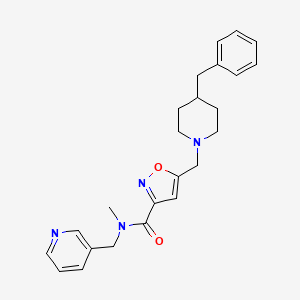 molecular formula C24H28N4O2 B3780745 5-[(4-benzylpiperidin-1-yl)methyl]-N-methyl-N-(pyridin-3-ylmethyl)-1,2-oxazole-3-carboxamide 