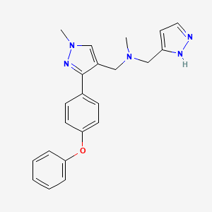 molecular formula C22H23N5O B3780750 N-methyl-N-[[1-methyl-3-(4-phenoxyphenyl)pyrazol-4-yl]methyl]-1-(1H-pyrazol-5-yl)methanamine 