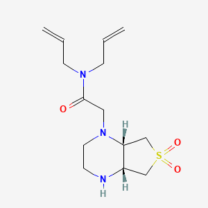 molecular formula C14H23N3O3S B3780789 2-[(4aS,7aR)-6,6-dioxo-2,3,4a,5,7,7a-hexahydro-1H-thieno[3,4-b]pyrazin-4-yl]-N,N-bis(prop-2-enyl)acetamide 