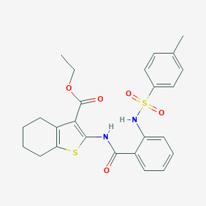 molecular formula C25H26N2O5S2 B378080 Ethyl 2-[[2-[(4-methylphenyl)sulfonylamino]benzoyl]amino]-4,5,6,7-tetrahydro-1-benzothiophene-3-carboxylate CAS No. 297762-55-1