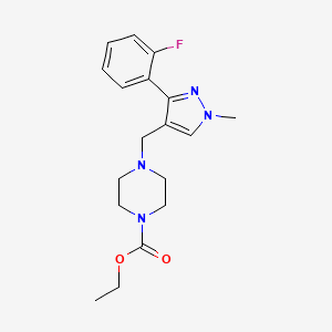 Ethyl 4-[[3-(2-fluorophenyl)-1-methylpyrazol-4-yl]methyl]piperazine-1-carboxylate