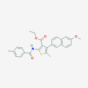 molecular formula C27H25NO4S B378084 Ethyl 4-(6-methoxy-2-naphthyl)-5-methyl-2-[(4-methylbenzoyl)amino]-3-thiophenecarboxylate CAS No. 312939-75-6