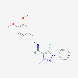 molecular formula C21H22ClN3O2 B378086 1-(5-chloro-3-methyl-1-phenylpyrazol-4-yl)-N-[2-(3,4-dimethoxyphenyl)ethyl]methanimine CAS No. 312314-17-3