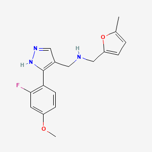 N-[[5-(2-fluoro-4-methoxyphenyl)-1H-pyrazol-4-yl]methyl]-1-(5-methylfuran-2-yl)methanamine