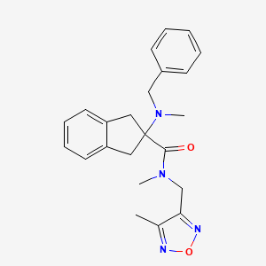 molecular formula C23H26N4O2 B3780932 2-[benzyl(methyl)amino]-N-methyl-N-[(4-methyl-1,2,5-oxadiazol-3-yl)methyl]-1,3-dihydroindene-2-carboxamide 