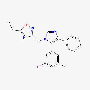 molecular formula C21H19FN4O B3780938 5-ethyl-3-{[5-(3-fluoro-5-methylphenyl)-4-phenyl-1H-imidazol-1-yl]methyl}-1,2,4-oxadiazole 